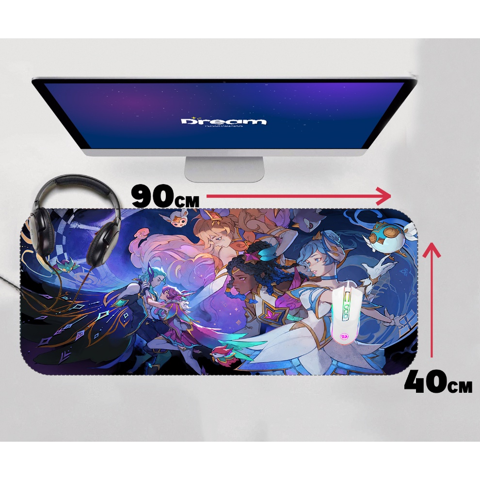 Mouse Pad Gamer Guardiãs Estelares League of Legends LOL Extra Grande 90x40 70x30 60x40 Personalizado borda costurada mousepad Star Guardian jinx ahri kai'sa lux senna