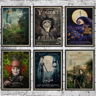 Cartazes Tim Burton . O Corpo Noiva Johnny Depp Vintage Retro/Matte/Papel Kraft/Antiguidade