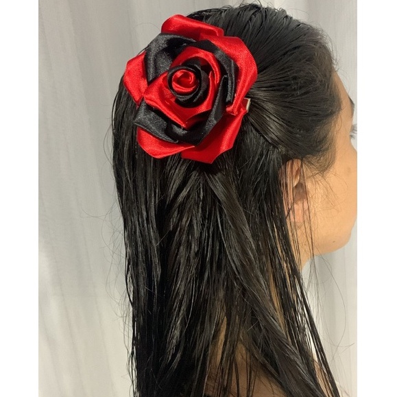 Flor De Pombogira 6cm/ Rosa De Cetim/ Presilha de Flor