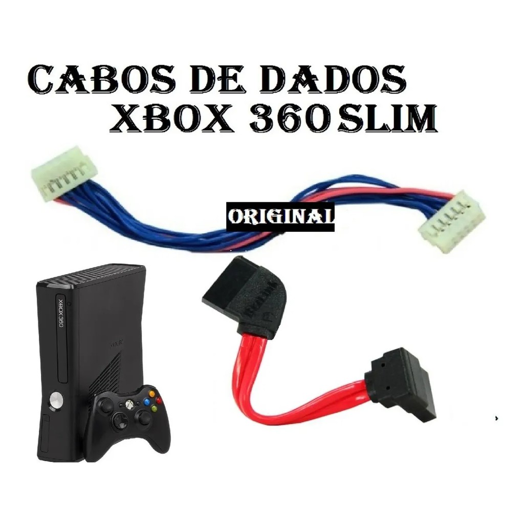 Cabo De Força Dados+ Sata Drive Dvd Xbox 360 Slim e Super Slim