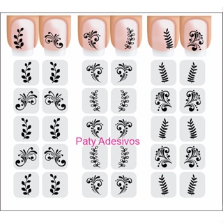 Adesivos Raminho Preto E Branco 240 Película Para Unha Nail Art Linda 3D em Oferta na Shopee