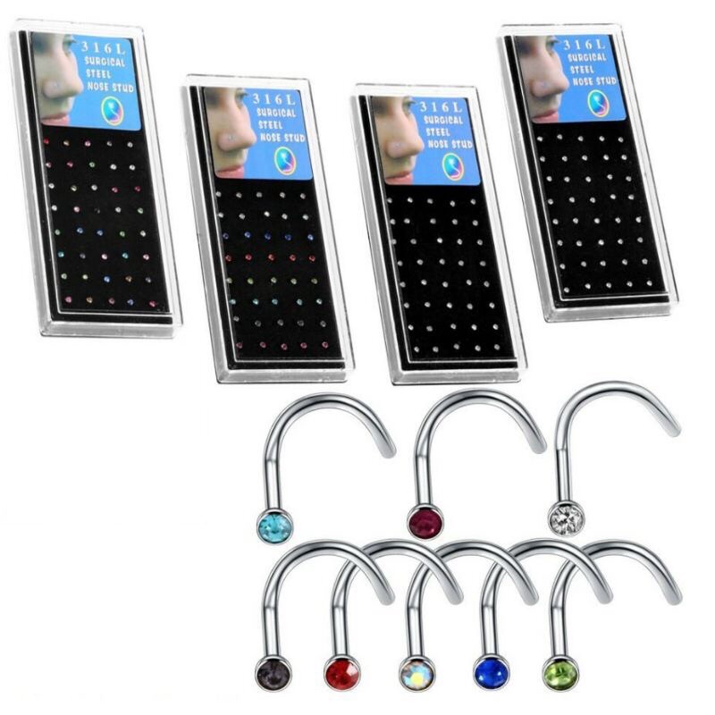 40 Piercing De Nariz Nostril Aço Com Pedra De Strass Kit Luxo Unissex Masculino femino  Fashion Top Promação Pronta Entrega em Oferta na Shopee