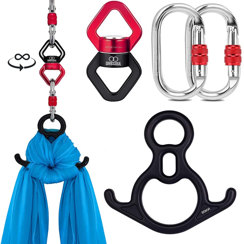 Mosquetão De Escalada Conector Giratório De Ioga Air Yoga Rotativo 360 Anel Rotador Swing Spinner Corda Segurança Descen
