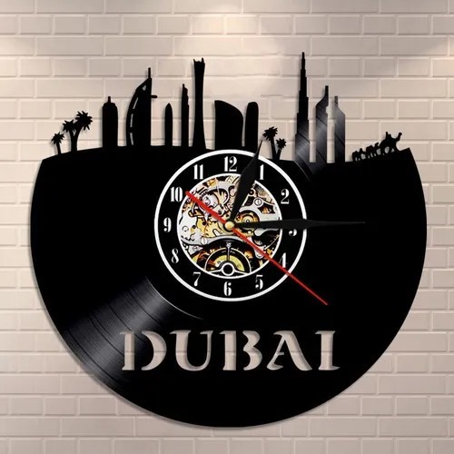 Dubai Cidade - Relógio Disco De Vinil Decoração