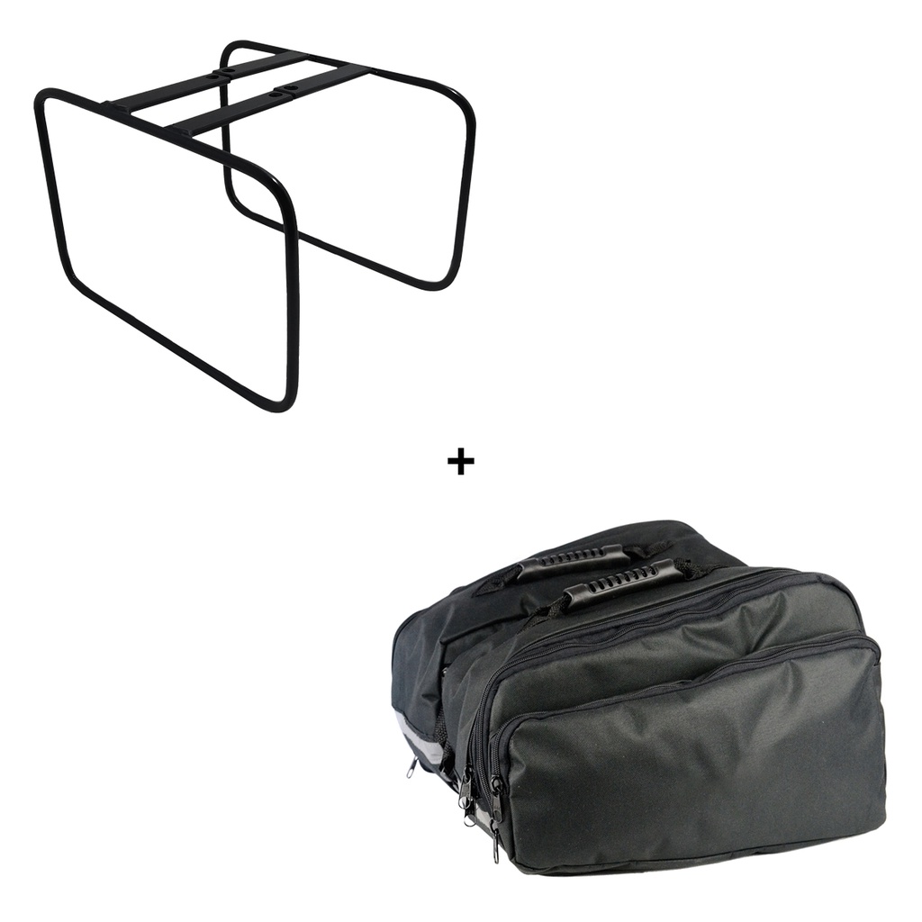 Kit Viagem Royal Enfield Interceptor 650 e Continent Gt650 Afastador Suporte + Alforge Lateral 24 Litros Knight em Nylon