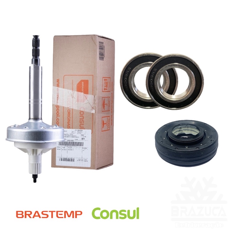 Kit Mecanismo Brastemp eixo curto ORIGINAL + Rolamento e Retentor