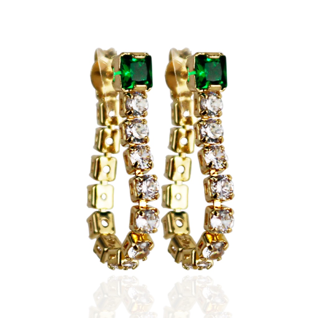BRINCO RIVIERA ZIRCÔNIA VERDE BANHADO A OURO 18K