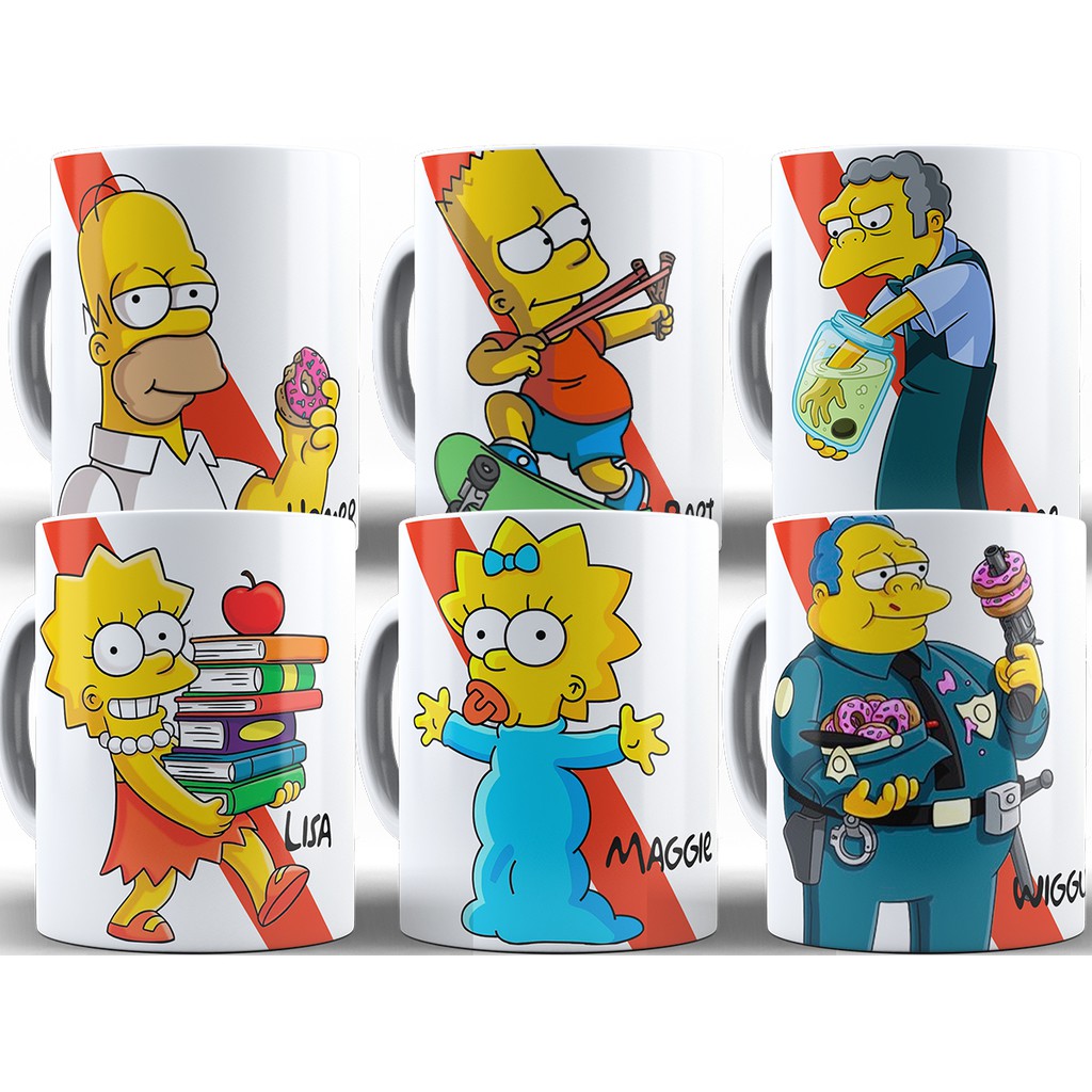 Caneca Os Simpsons Personalizada C/ Nome + Caixa Presente - Xícara 325ML Porcelana Super Branca Homer Bart Lisa Cerâmica 100% Cozinha Decoração