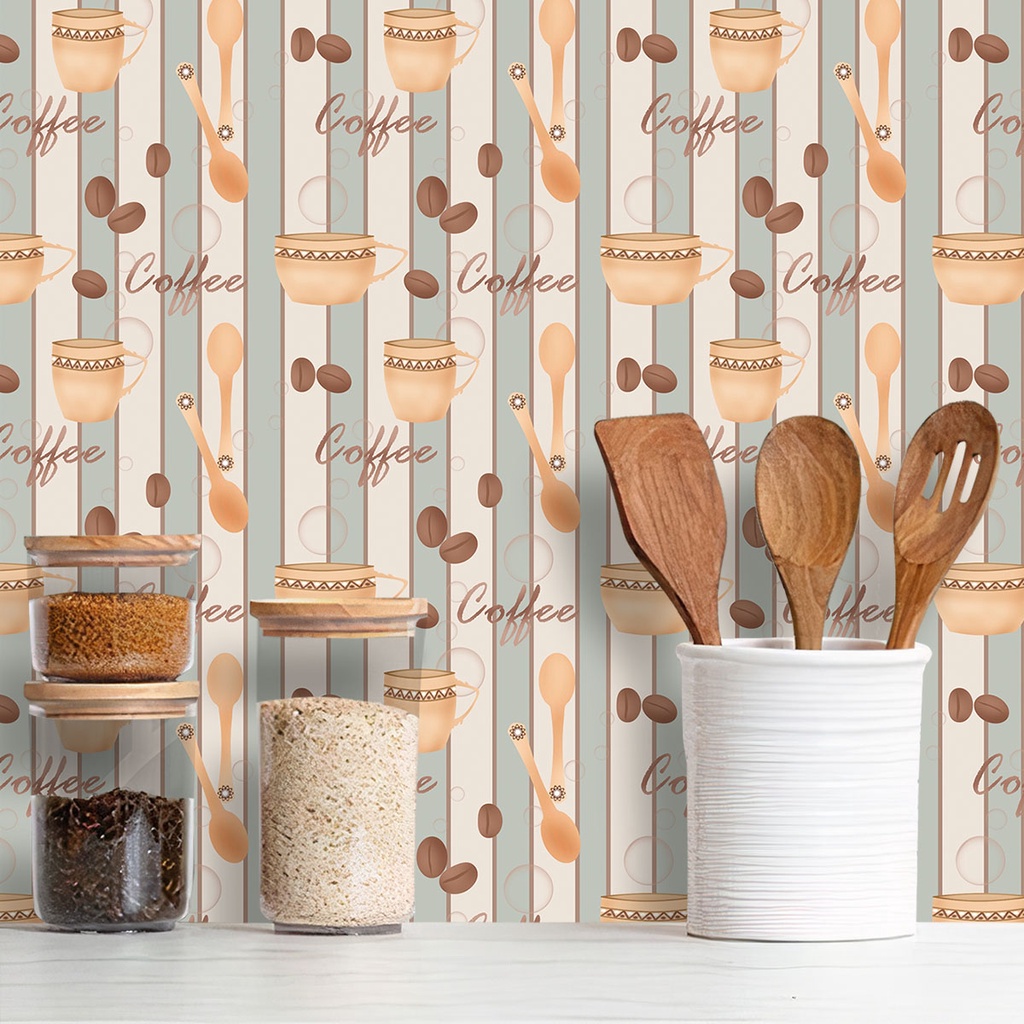 Papel de Parede Adesivo Lavável Cozinha Café Diversos Modelos Rolo 3m em Oferta na Shopee