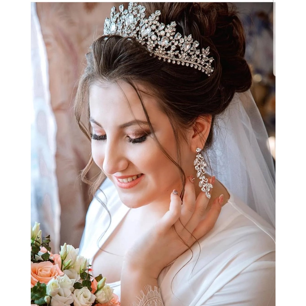 Coroa Tiara Porta Coque Alta Prateado Para Penteado Noiva Casamento Festa  de 15 Anos Cristais | Shopee Brasil