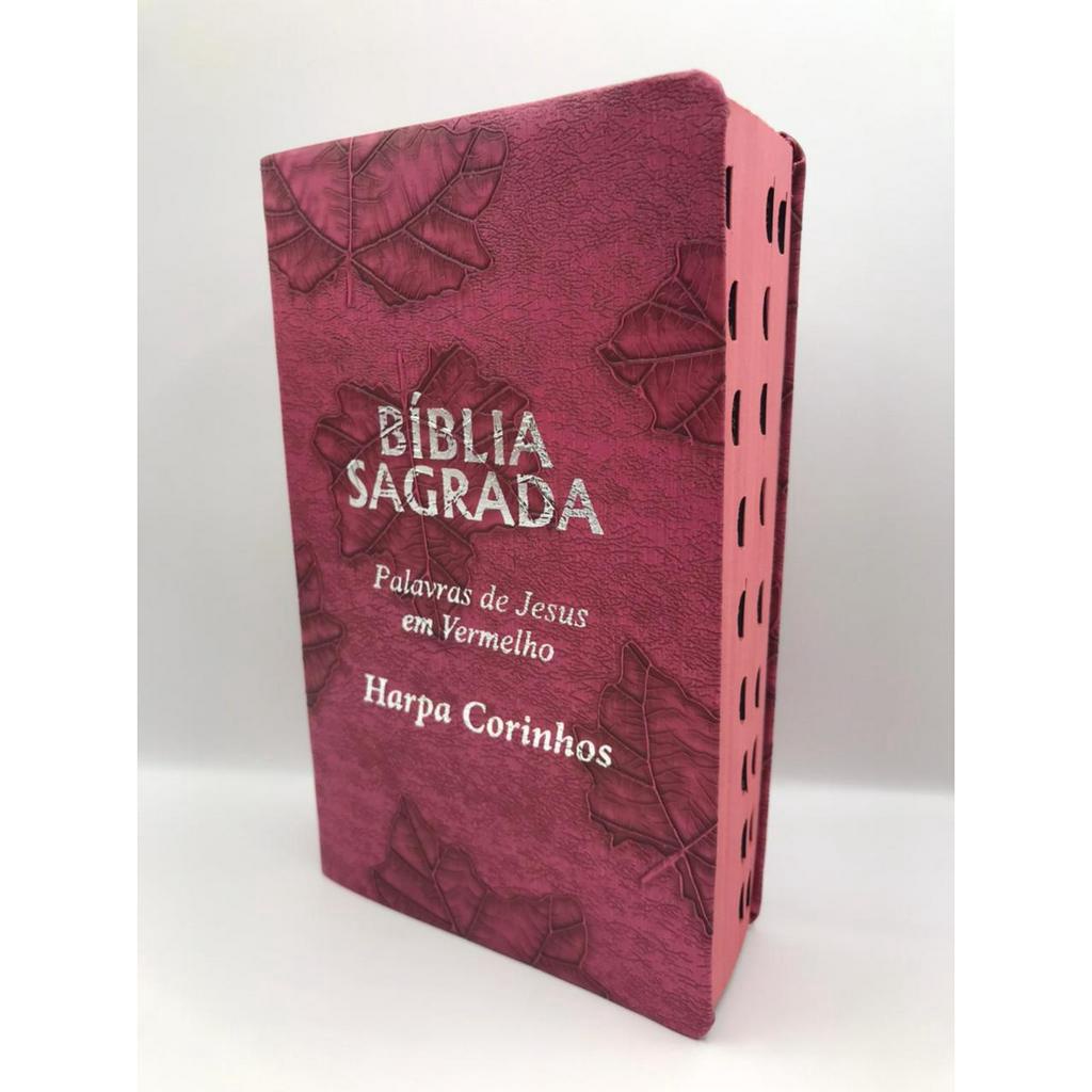 Bíblia Sagrada Tamanho médio 12,5x19 cm palavras de Jesus em vermelho-capa folha pink em Oferta na Shopee
