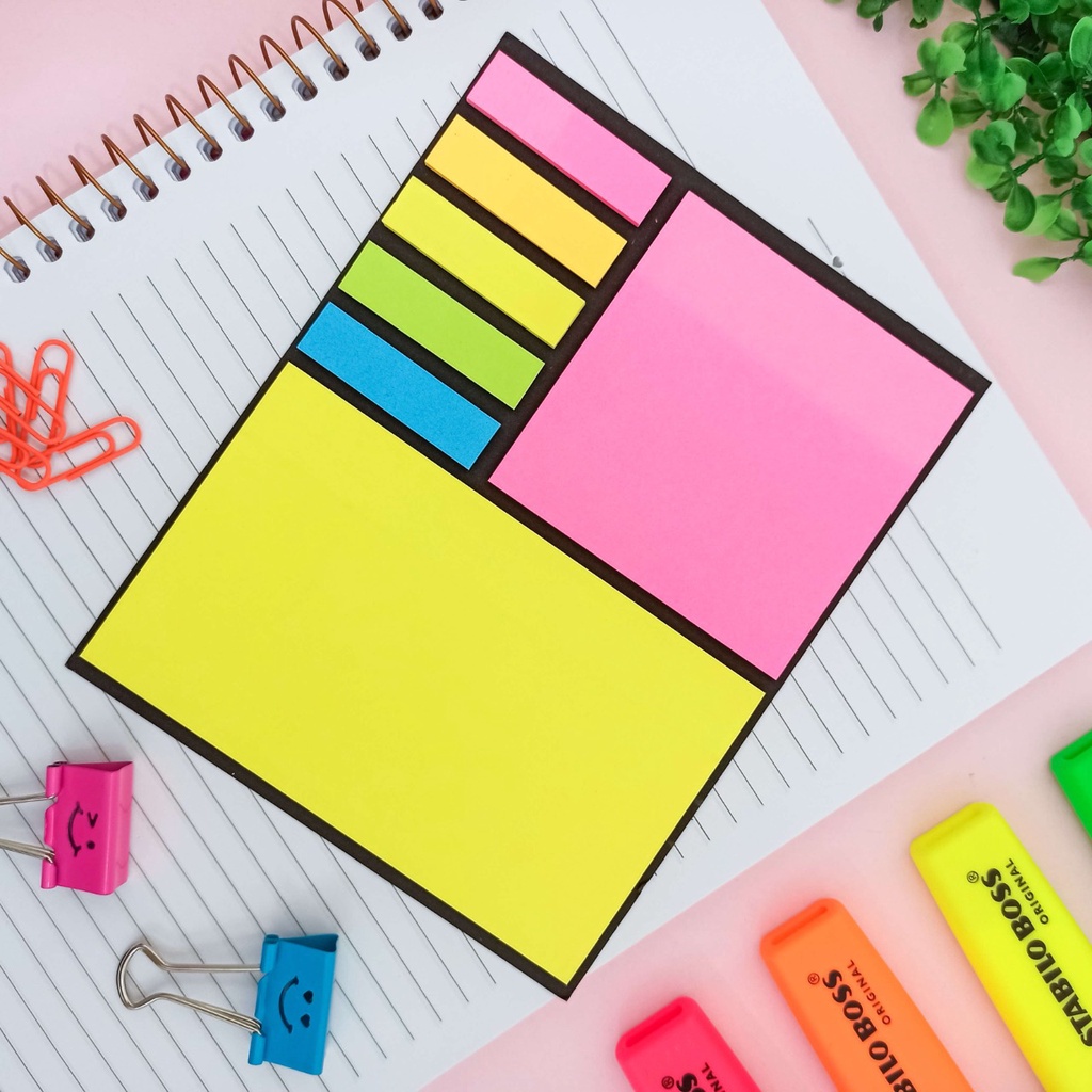 Bloco Adesivo Colorido Kit com 7 Unidades - Yins