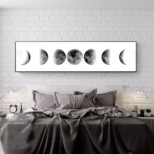 Quadros decoração parede sala decoração para casa decoracao para sala Arte da parede lua fase preto branco  estéticos quadros de arte abstrata pintura da parede para sala estar