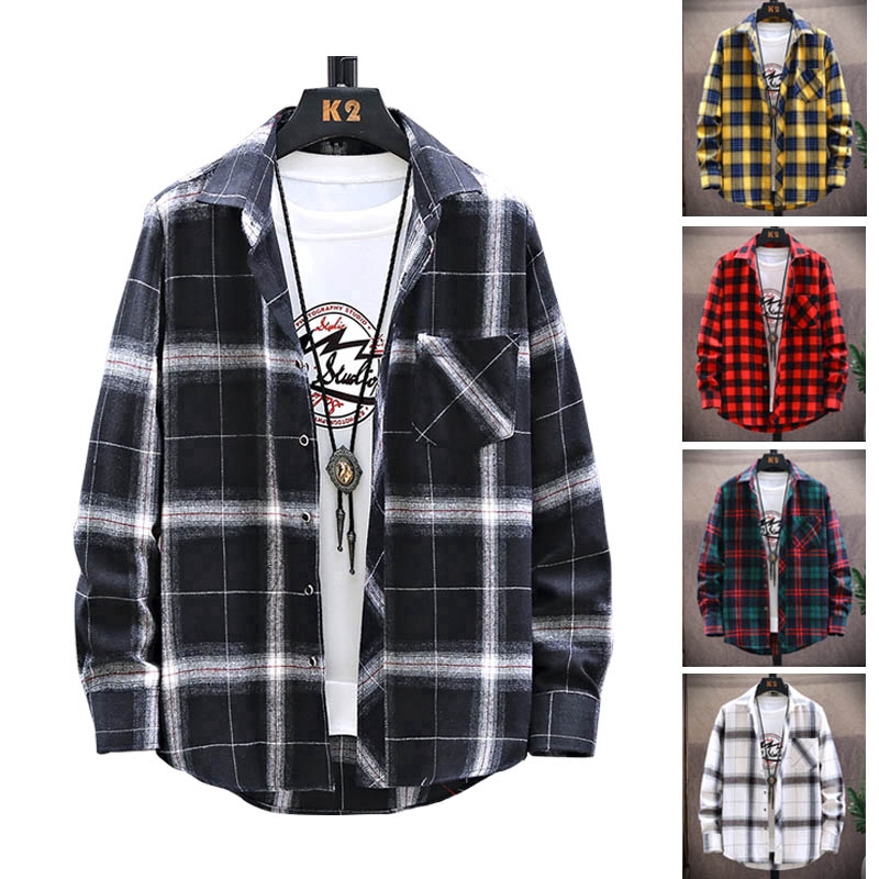 Camisa Xadrez Masculina com Capuz Estilo Streetwear Moda Inverno