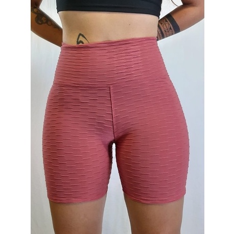 Short Feminino Academia Caminhada Bermuda Legging Liso 3D Moda Fitness Feminina