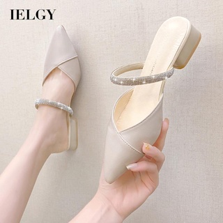 IELGY Baotou Meio Chinelo Feminino Desgaste Externo Da Moda Salto Grosso Alto Com Strass