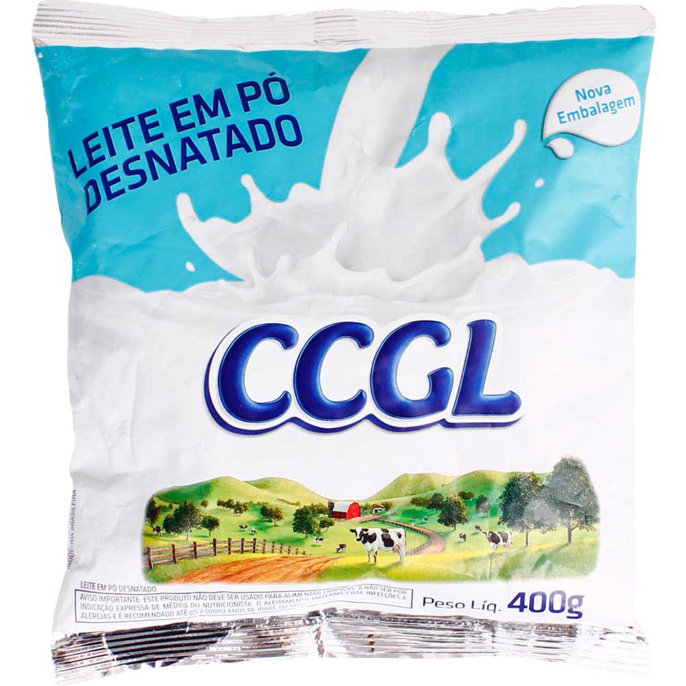 kit c/ 05 pcts Leite Pó Desnatado Ccgl Pacote 400g