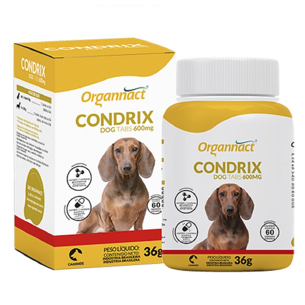 Condrix Dog Tabs 600 Mg 60 Tabletes Organnact - Condroitina Glicosamina Dores Articulares