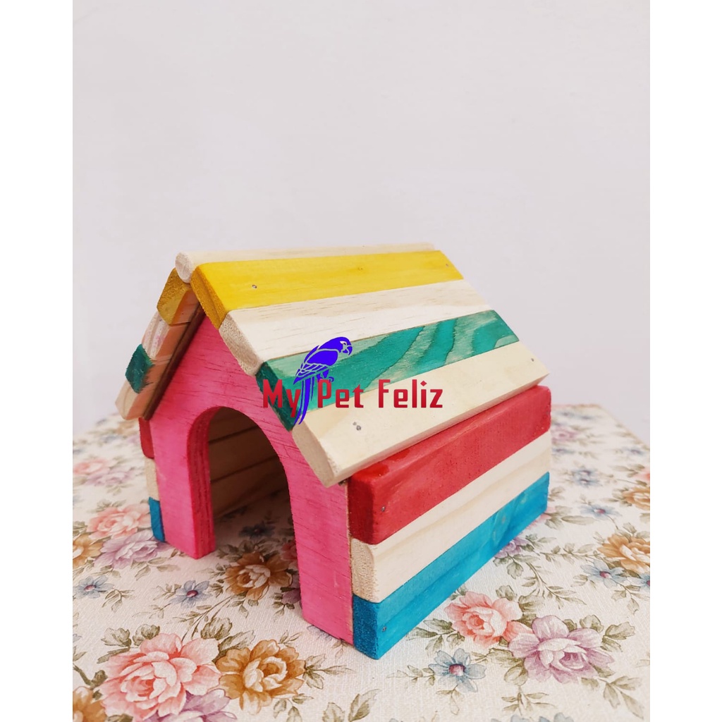 toca para hamster - toca para esquilo da mongólia - toca para pequenos roedores - casa para hamster (MOD chalé-rosa)