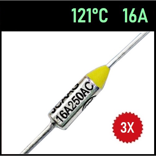 3 Fusível Térmico 16A TF121°C 121C 121°C 121 Graus 250V