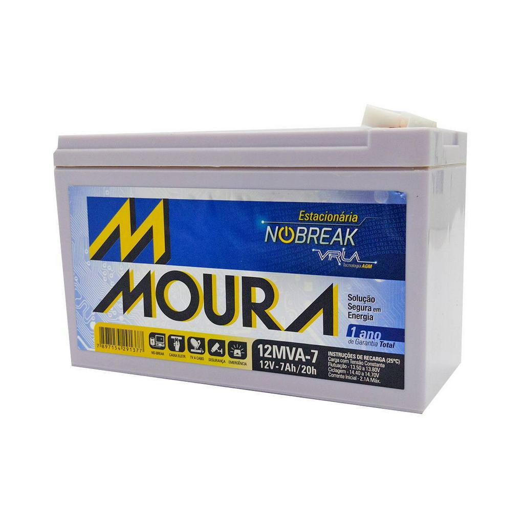 Bateria para Nobreak 12V 7Ah Estacionária Tecnologia VRLA AGM Moura