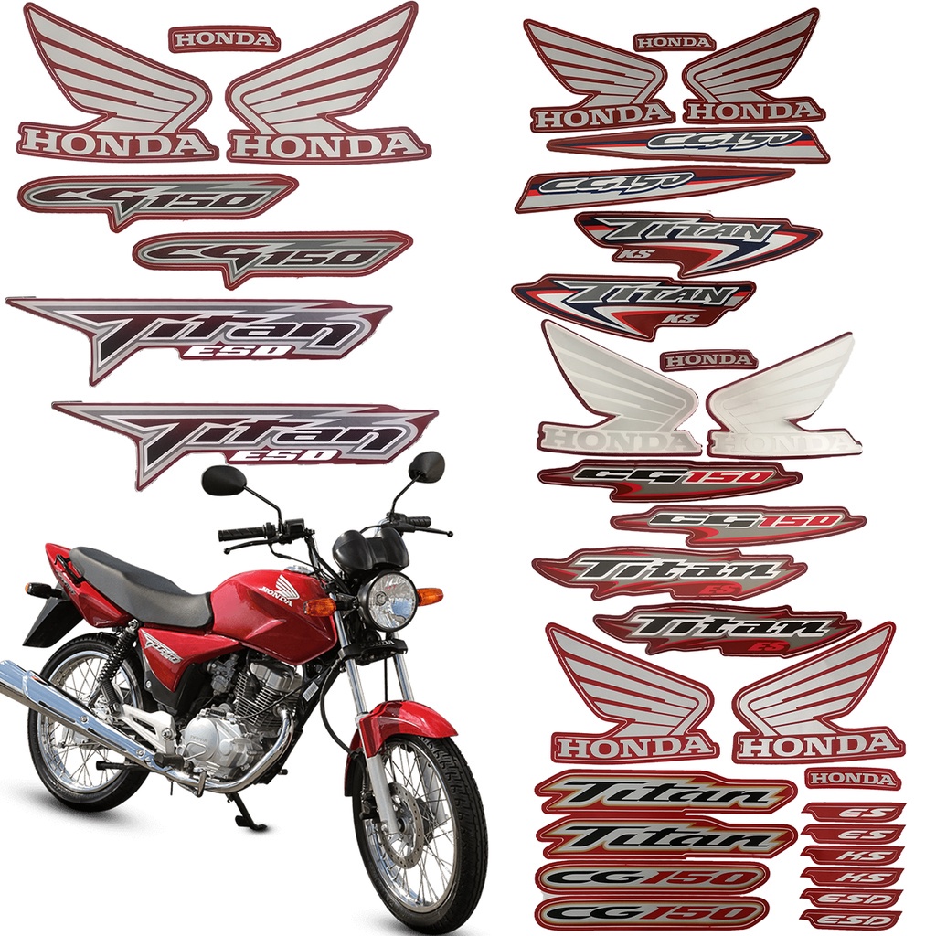Kit Adesivos Titan 150 2004 2005 2006 2007 2008 KS ES ESD Vermelha