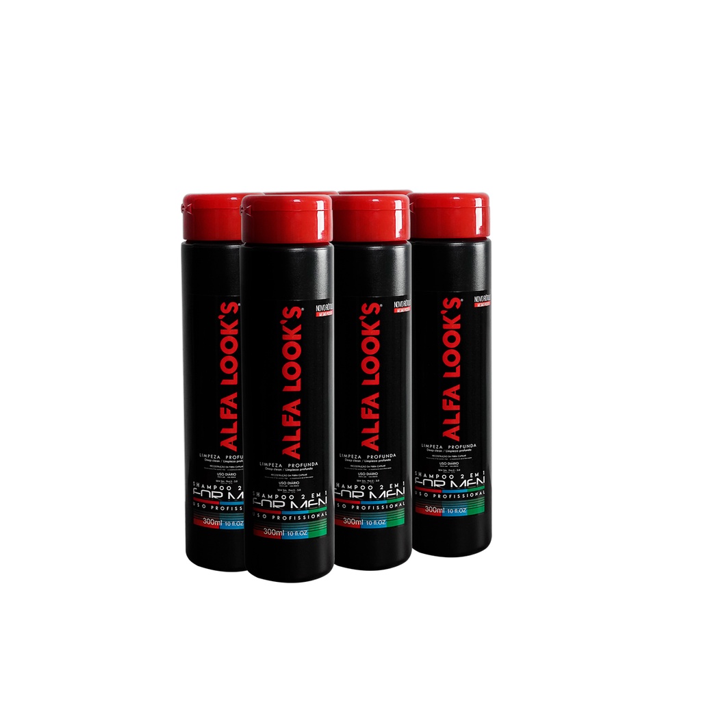 FARDO Shampoo 2 em 1 300ml Alfa Looks - Caixa com 6 Unidades
