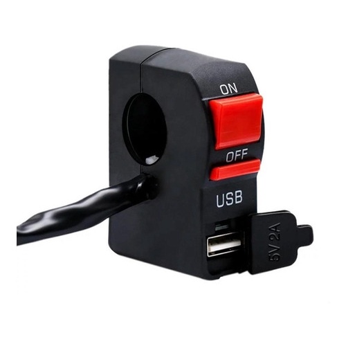 Botão Interruptor Liga Desliga Com Entrada Usb Carregador Moto