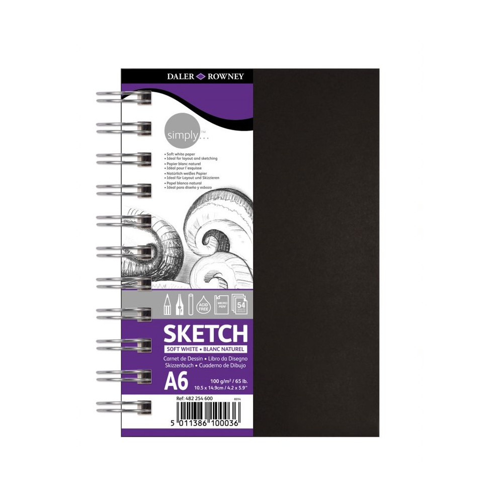 SKETCH BOOK DALER ROWNEY SIMPLY A6 100G/M2 54FL ESPIRAL