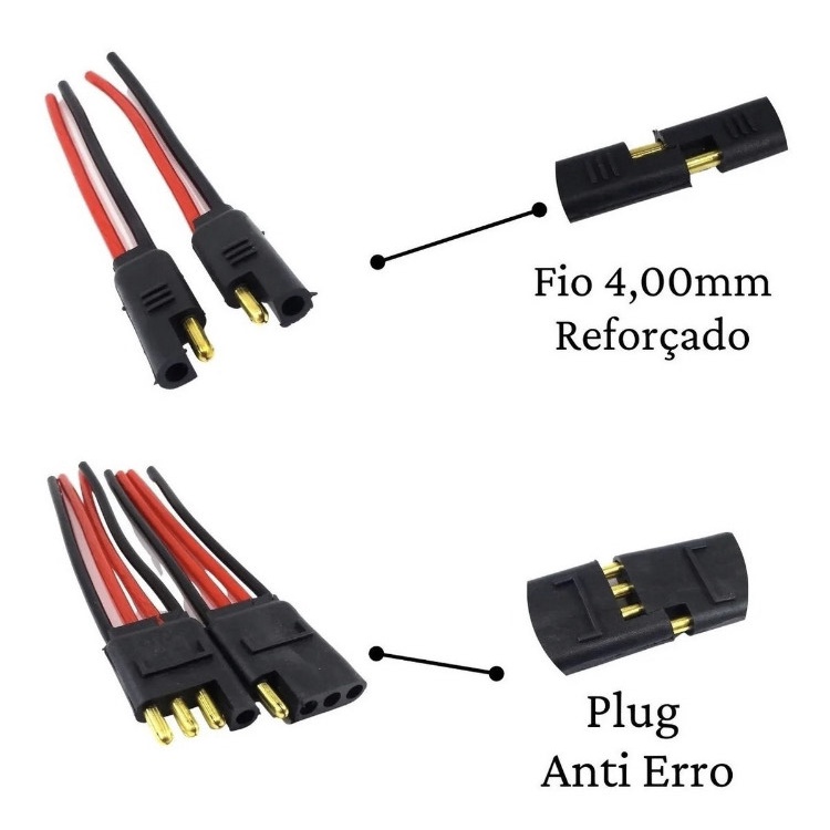 Kit Chicote 4 Vias + Chicote 2 Vias Com Fio De 4,0mm