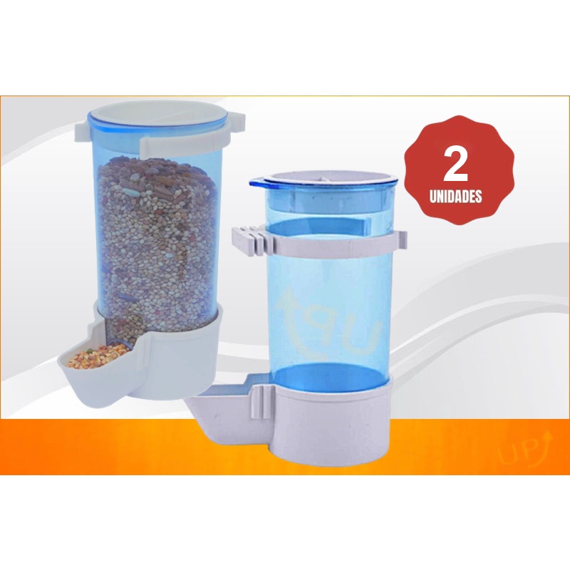 2 Comedouro Italiano Automático Plastico p/ Passaros e Aves Diversas - 220 ml Malha Larga