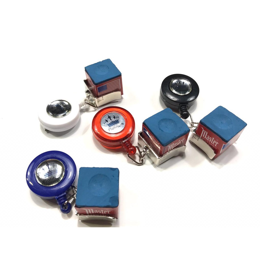 Porta Giz Retrátil Bilhares Platinum + Giz Master Azul Sinuca Bilhar 1un