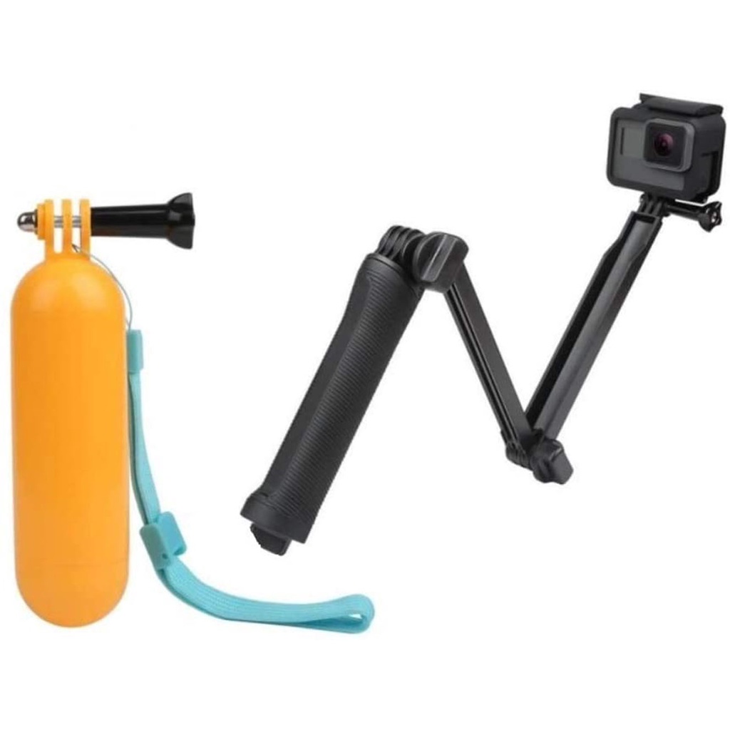 Kit Bastão 3 Way 3 Formas para Action cam + Bastão de Mão Flutuador