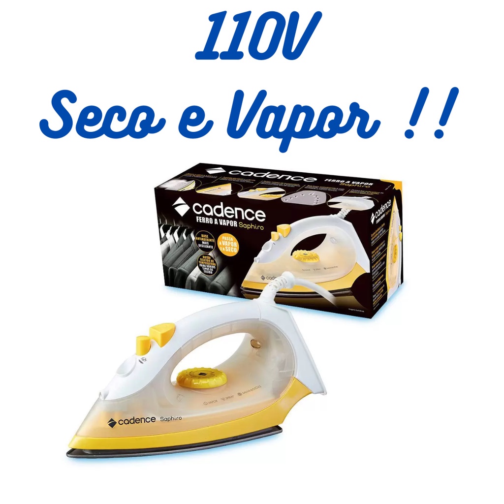 Ferro de Passar Roupa a Vapor Seco Leve Cadence 110v Potente Antiaderente