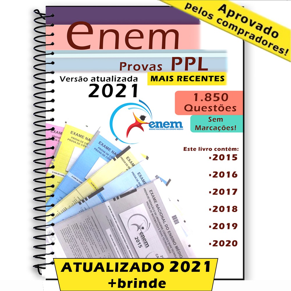 Enem PPL 2021 Provas Anteriores 2015 Até 2020 + Gabarito | Shopee Brasil