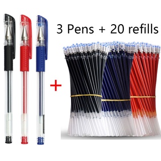 23 Pçs/set Caneta Esferográfica Gel Canetas Refil Preto Azul Vermelho Tinta Pen Cor 0.5 Milímetros Estudantes Varas Recarga Escola Escritório Escrita Papelaria