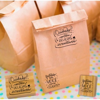 kit 2 carimbos para decoração de embalagens doces fast food lanches envio saco kraft bolsas em Oferta na Shopee