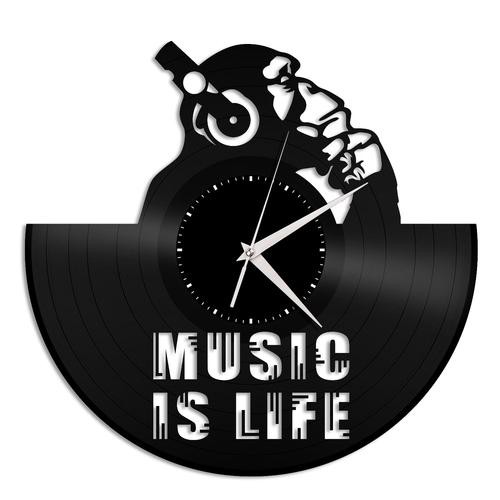 Música é vida - Relógio Disco De Vinil Decoração