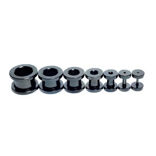 Brinco Alargador de Orelha Preto Metal / Unissex/ 1 Par em Oferta na Shopee