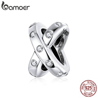 Bamoer Real Silver 925 CZ Dupla Camada De Prata Charme Cruzado Para Pulseira Snake Bangle DIY Jewelry SCC1515 em Oferta na Shopee