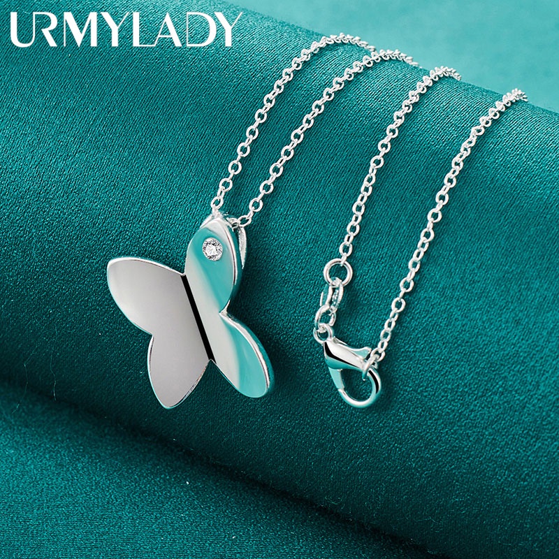 URMYLADY 925 Pingente De Borboleta Prata Esterlina 16-30 Polegadas Colar De Cobra Corrente Para Noivado Feminino Moda Joias