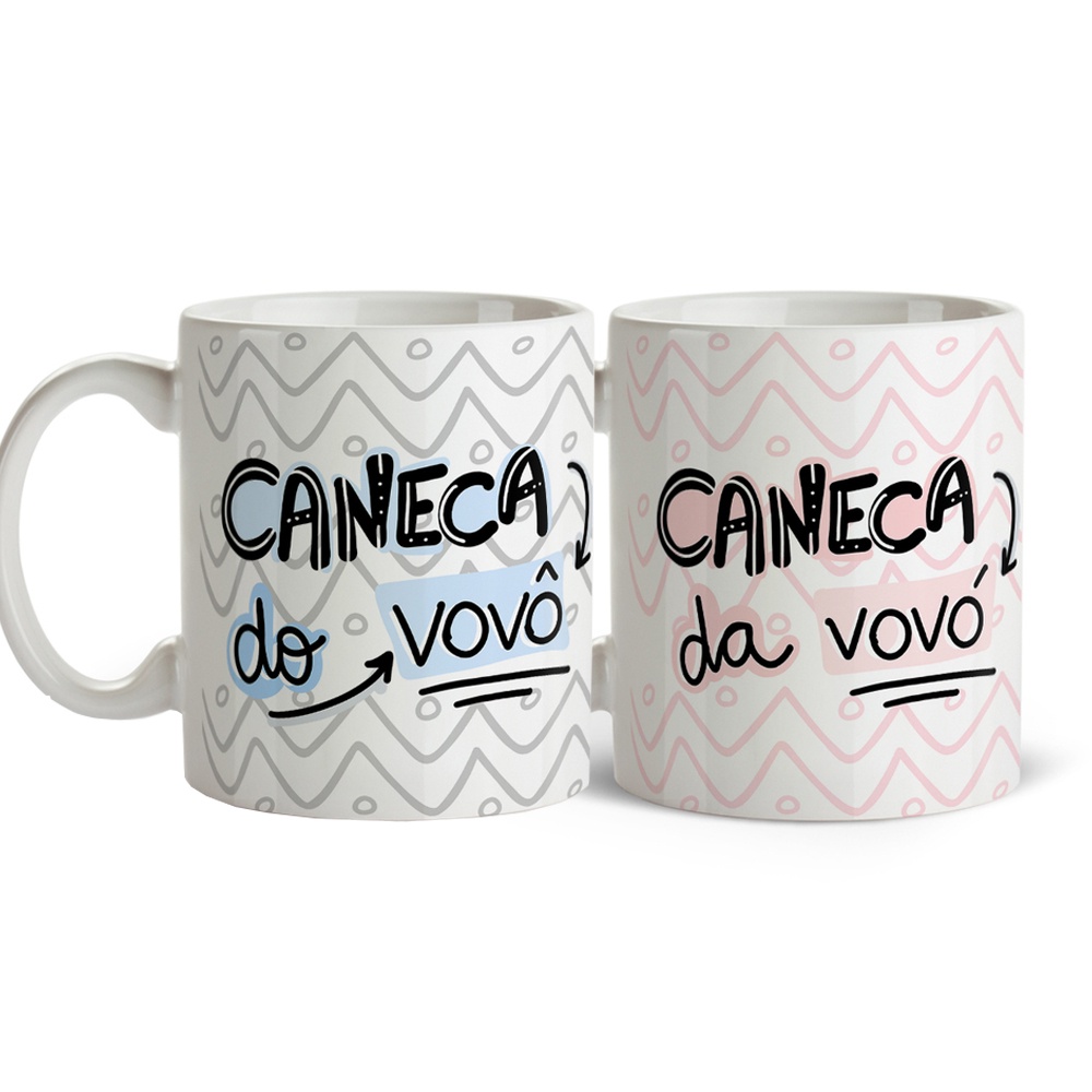 Caneca Vovô e Vovó Presente Anúncio De Gravidez Vovó e Vovô Dia Dos Avós Porcelana