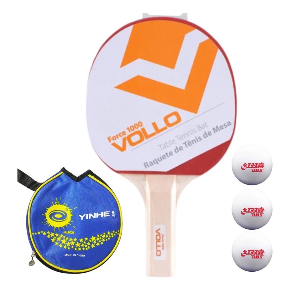 Raquete Ping Pong Tenis Mesa Vollo + Case Yinhe + 3x Bolas Dhs
