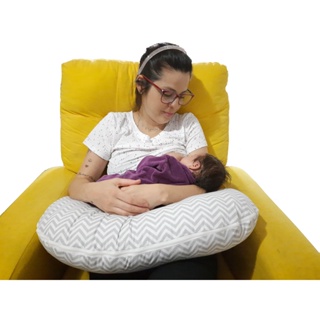Almofada Amamentação Zigzag Cinza  - Promoção! BEM FIRME + SUPER BEM ACABADA + PRÁTICA PARA LAVAR! em Oferta na Shopee