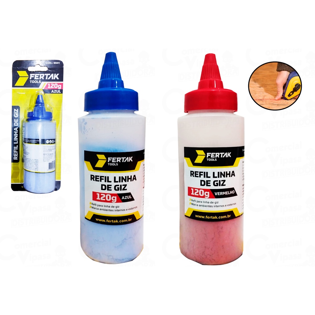 Refil Para Linha De Giz 120g Azul Ou Vermelha Marca Ambientes Internos - Externos Alinha Corte em Oferta na Shopee