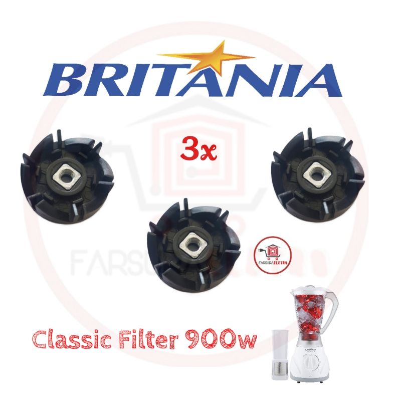 3 Arrastes do Copo Original para Liquidificador Britania Classic Filter 900w