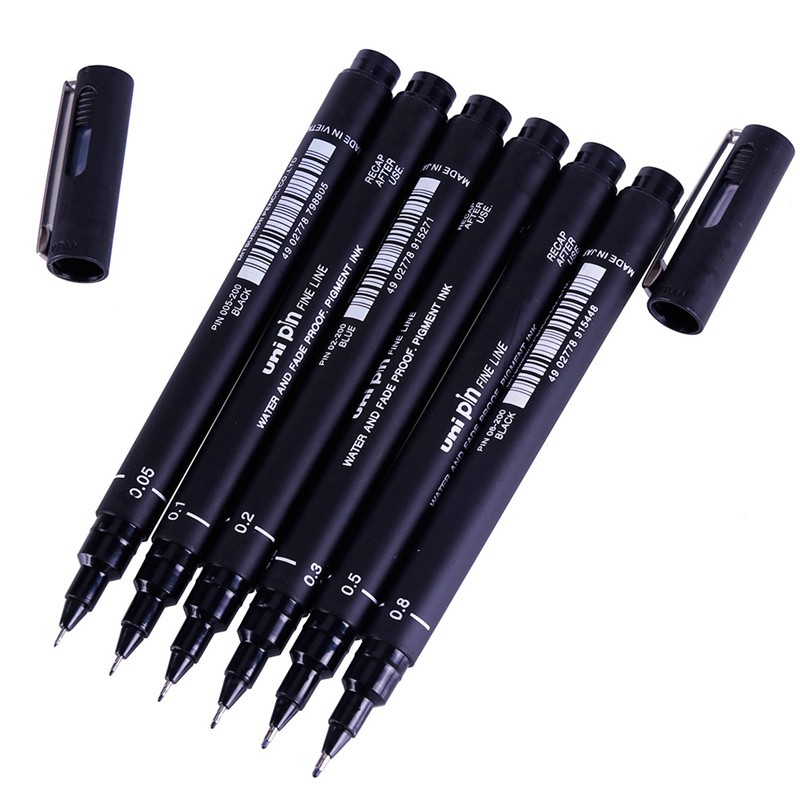 BL 6 PCS Uni Pin Drawing Pen Fine Line 005 01 02 03 05 08 ...