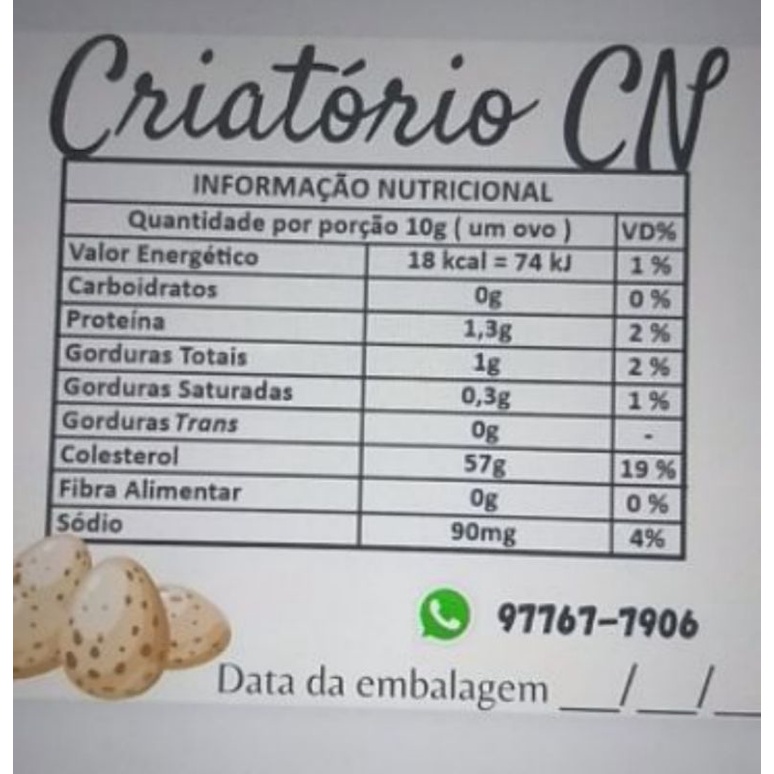 Tabela Nutricional Do Ovo