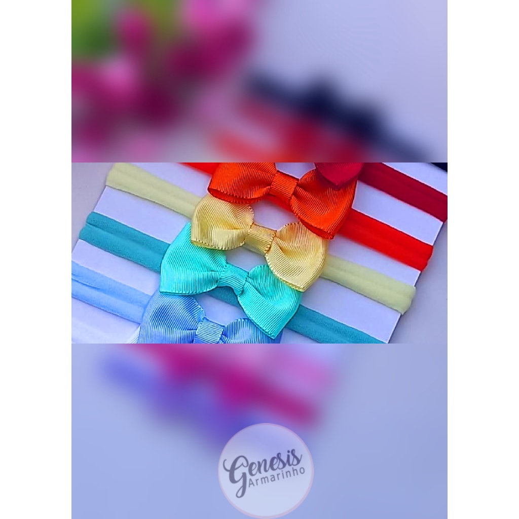 2 Kit de 10 Faixinhas com Laços Para Bebe RN de 0 a 2 anos