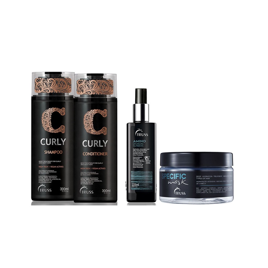 Truss Curly Shampoo e Condicionador e Amino e Máscara Specific